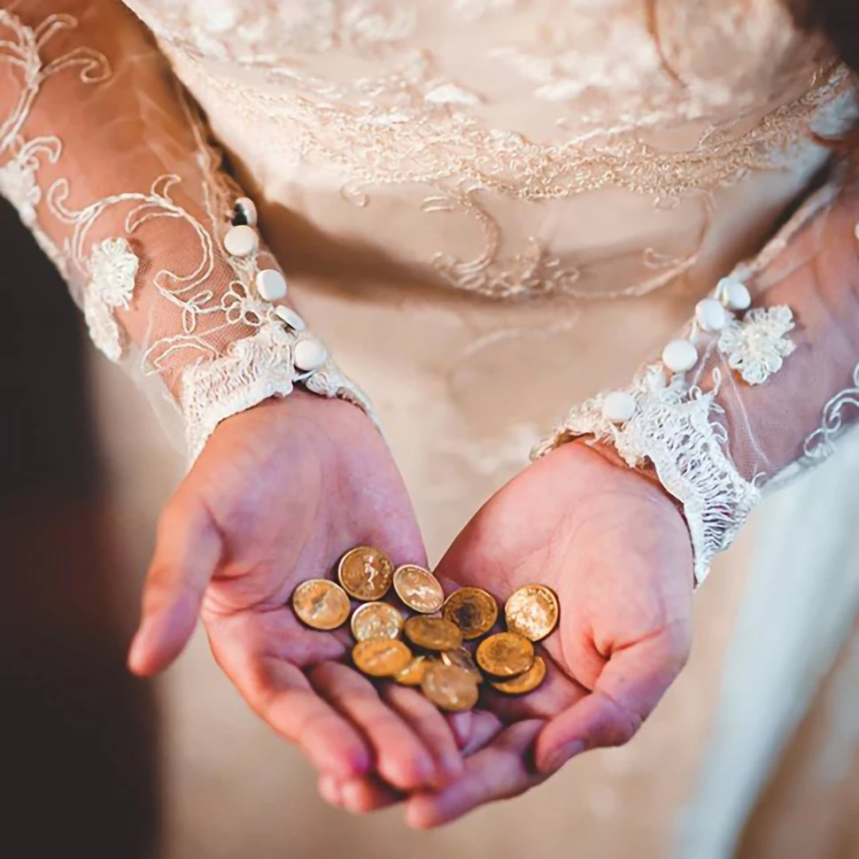 

English Arras Coins For Wedding Ceremony Arras Para Boda Unity Coin Set With Decorated Tray Plate Bridal Gifts Arras