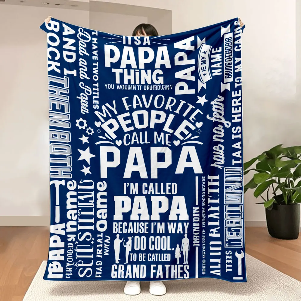Papa Collage Blanket - Soft & Cosy , Ideal Gift for Father's Day, Grandparents' Day, Celebrating Special Papa Roles with Playful