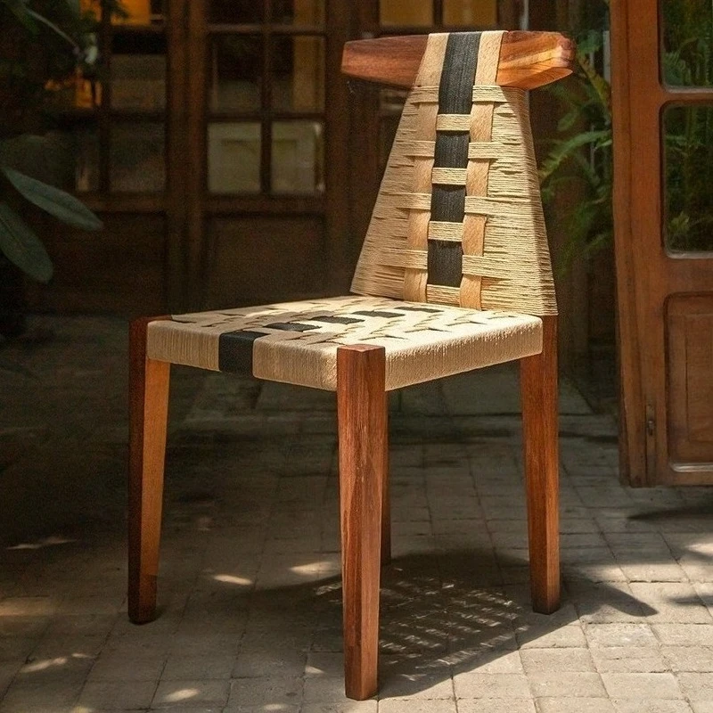 

Средневековый стул из ротанга, дизайнерский ретро стул со спинкой из цельного дерева, французское кафе B & B, плетеная веревка, мексиканский стул специальной формы
