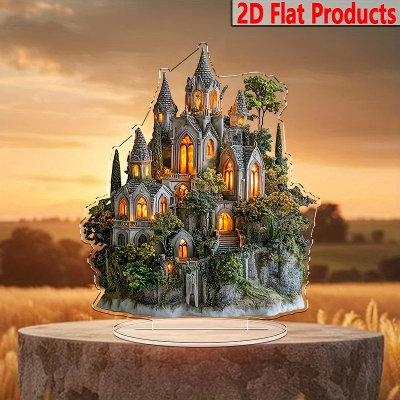 2D Gothic Elegant Castle Acrylic Ornament Indoor Outdoor Garden Balcony Decor Seasonal Holiday Decor Christmas New Year Gift