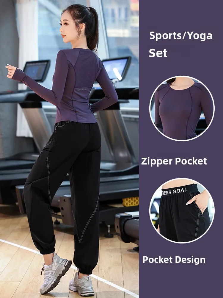 Grande taille Fitn vêtements Ensemble pour femmes en plein air décontracté matin course longue Sve Yoga vêtements de sport Ensemble d'entraînement professionnel