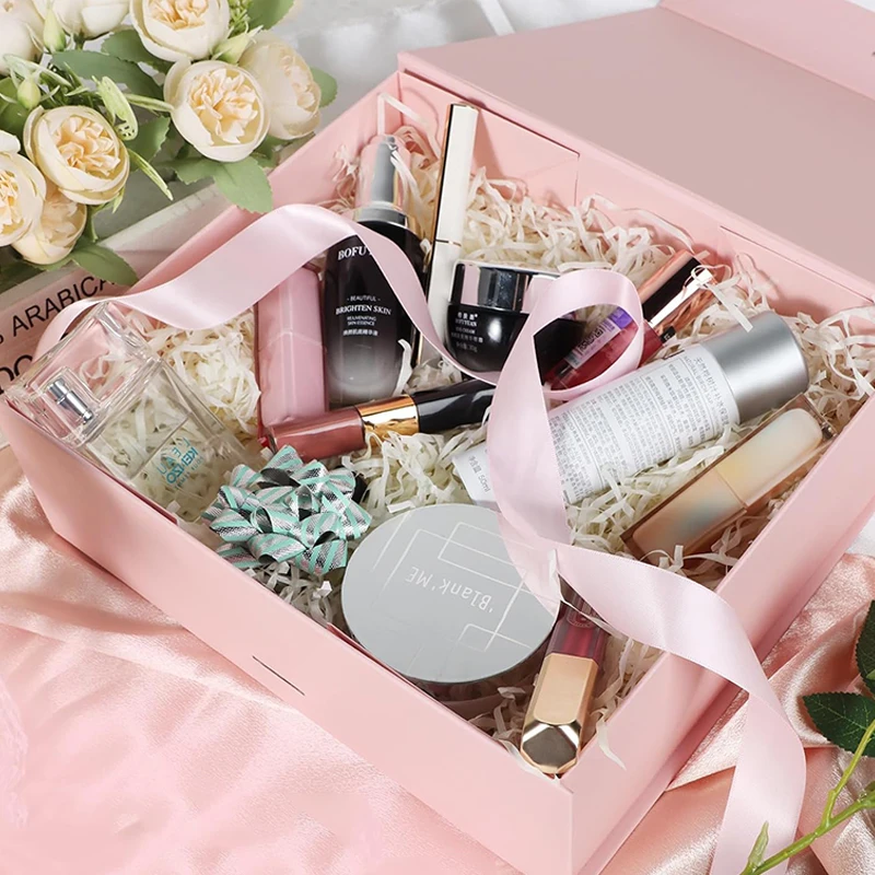 Magnetisches Geschenkbox-Set mit Lafite-Gras und Grußkarten, Schwarz/Rosa/Weiß, Party-Valentinstag-Geschenke, Faltbox TMZ – Detail 5