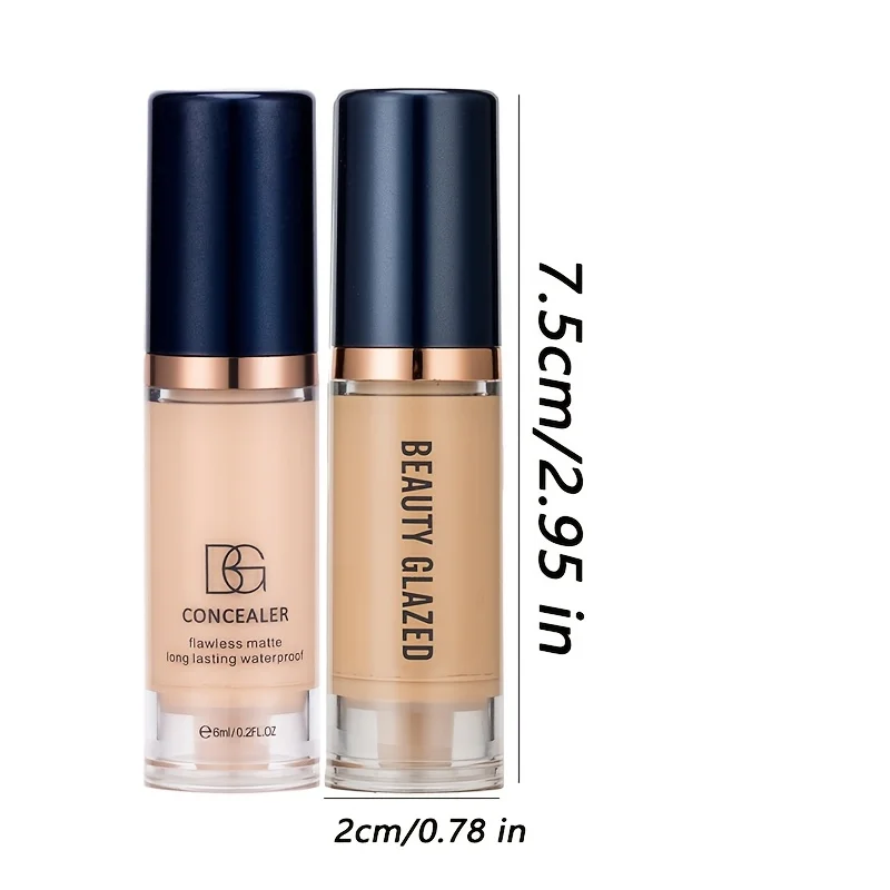 BEAUTY GLAZED 2-teiliges Make-up-Set, Concealer und flüssiges Foundation-Set, vollständige Abdeckung, wasserfest, langlebig, natürlicher Look, dunkler Kreis