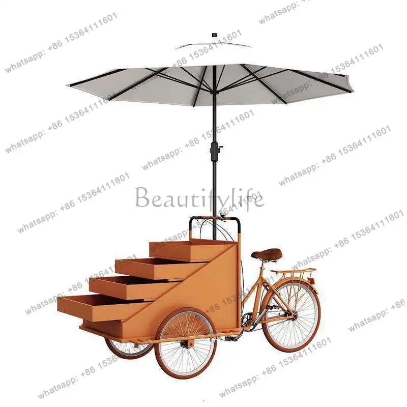 Customized float snacks for sale Ride three-wheeled multi-layer drawer stall car Outdoor snack display car