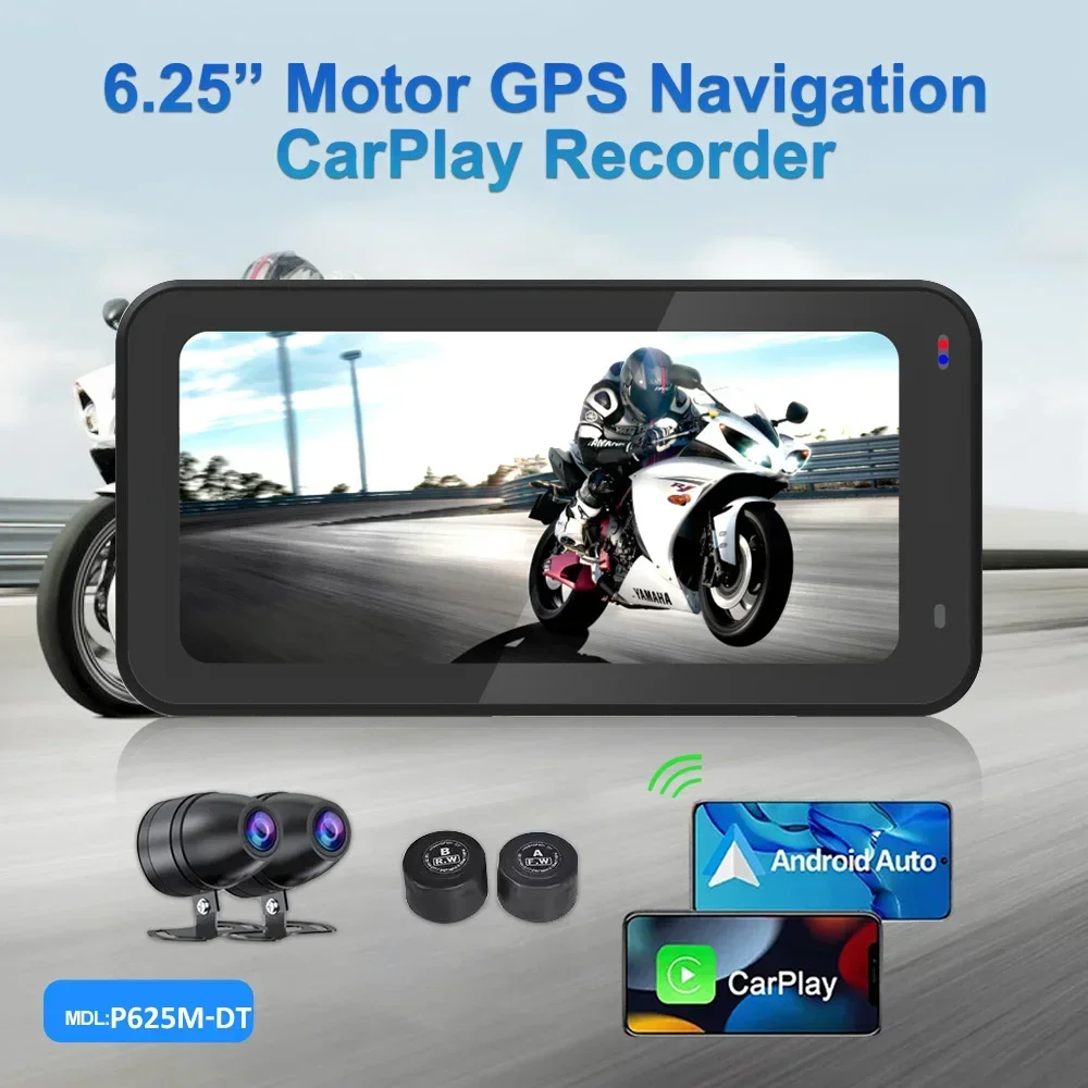 SUNWAYI Android Auto IPX7 Waterproof 6.25 Inch Screen 1080P Motorcycles GPS Navigation Apple Carplay For Motorcycle