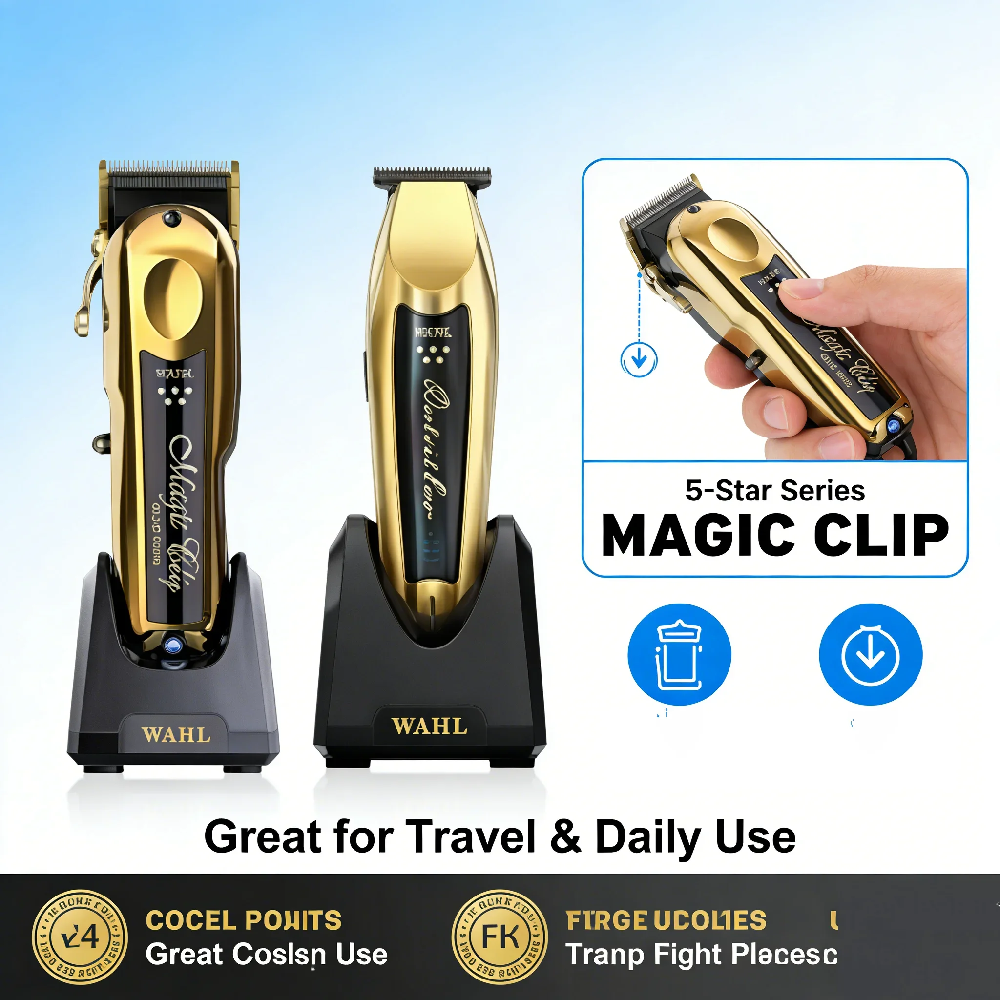 Wahl Vapor 8148 Magic Clip - Cortadora de pelo profesional Stylecraft, recortadora de pelo inalámbrica, afeitadora Vanish para barberos y estilistas