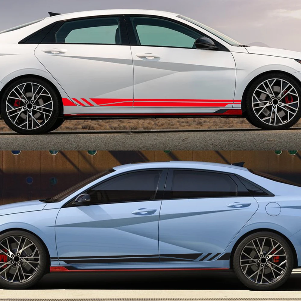 

Для Hyundai Elantra комплект боковых наклеек на двери автомобиля, авто обертка, виниловая пленка, водостойкая креативная наклейка из ПВХ для автомобилей, автомобильные аксессуары