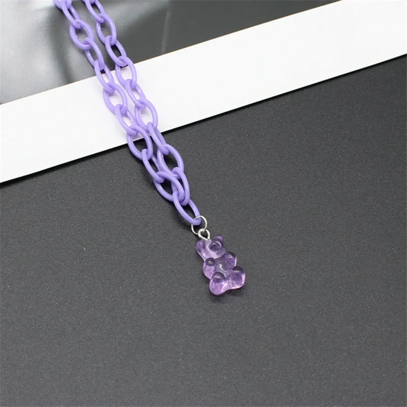 Wholesale Jewelry Candy Color Resin Gummy Bear Chain Necklaces  For Women Girl Daily Jewelry Party Gifts Acrylic Collare Pendant