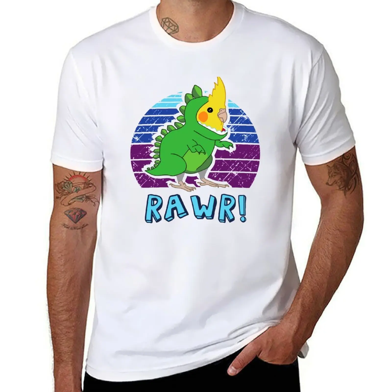 

RAWR - Aesthetic Vaporwave Cockatiel Dinosaur T-Shirt man graphic t shirt cotton t shirt pack T-Shirt