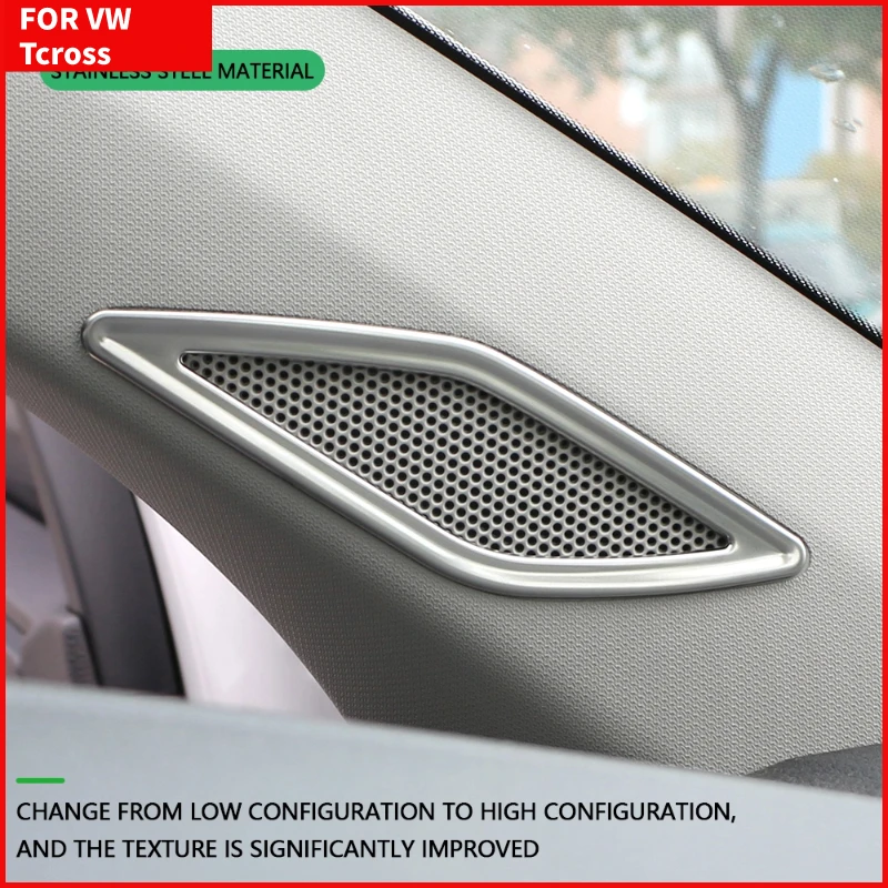 For VW T-Cross T Cross 2018 - 2023 Stainless Steel Car Front Column Sound Decoration Panel Cover Trim Auto Accessories