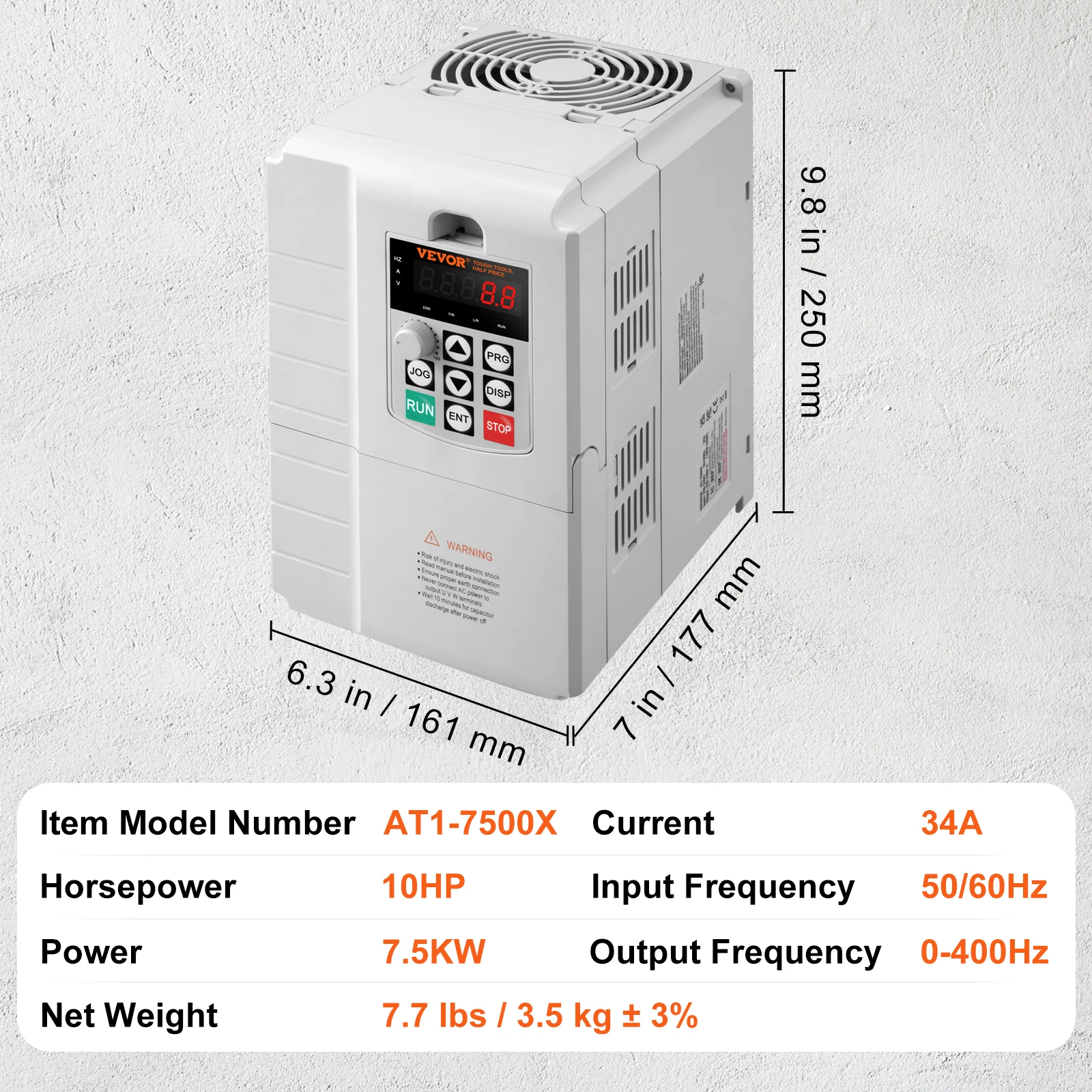 SucceBuy VFD 5HP 4KW enkele fase 220V-240V ingang naar 3 fase 220V-240V uitgang variabele frequentieaandrijving voor motorsnelheidsregeling