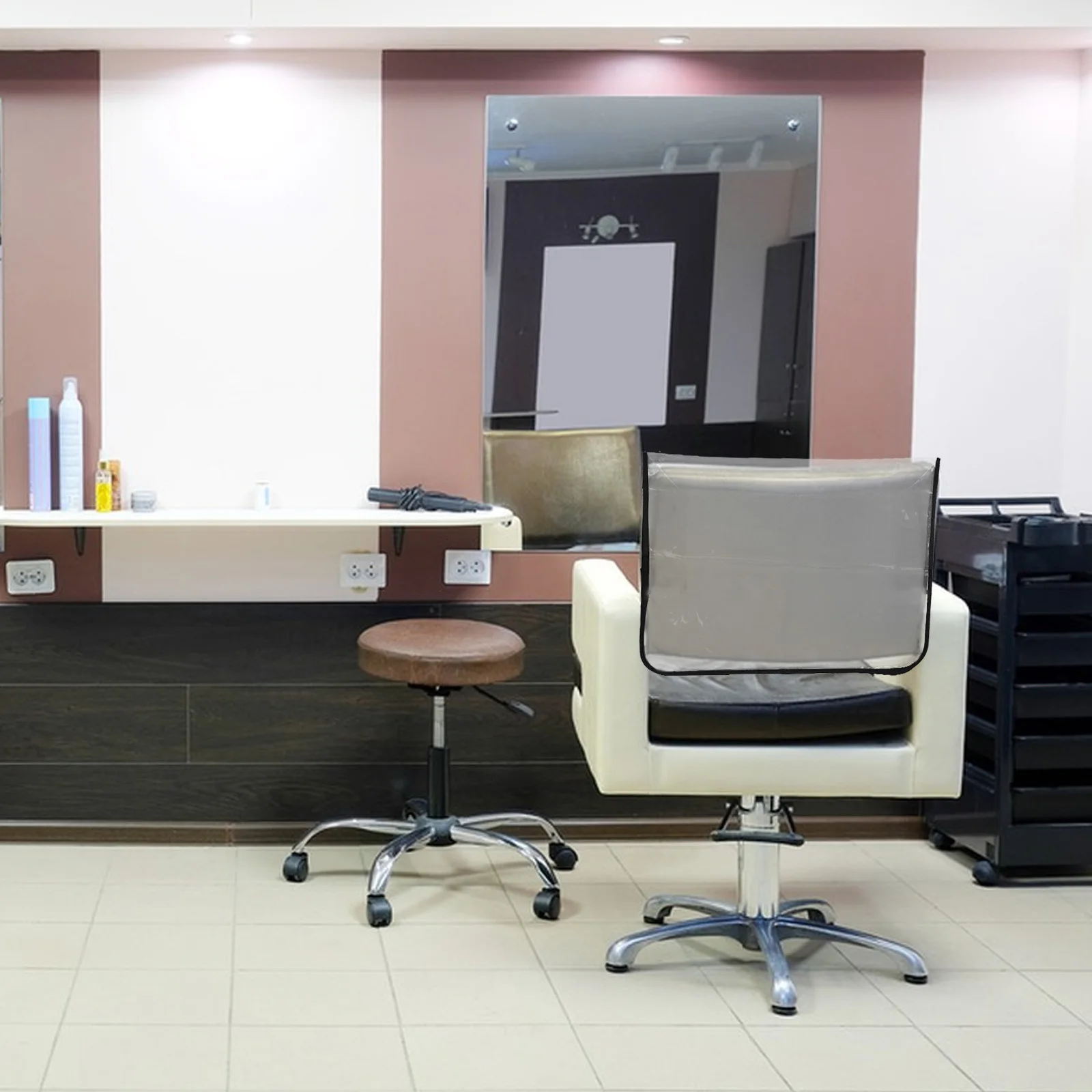 

2Pcs Salon Chair Cover Clear Waterproof PVC Easy Install Protects from Dye Stains Plastic Seat Covers Protector Chair Covers