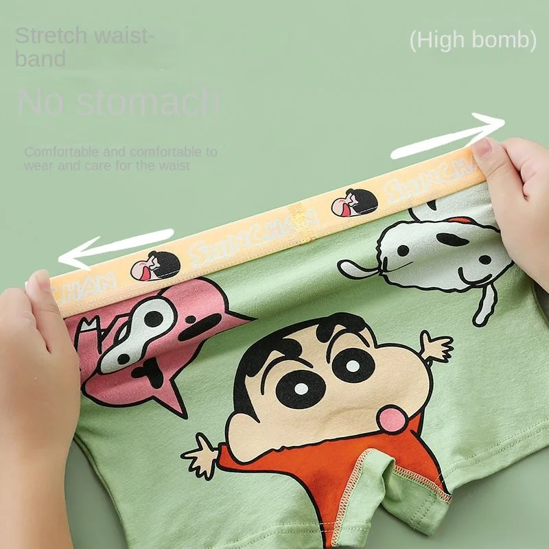 4PCS Set Crayon Shin-chan Boys Undepants Cotton Boxers Breathable Underwear 3-14Y Kids Four Corner Briefs Cartoon Children Gift