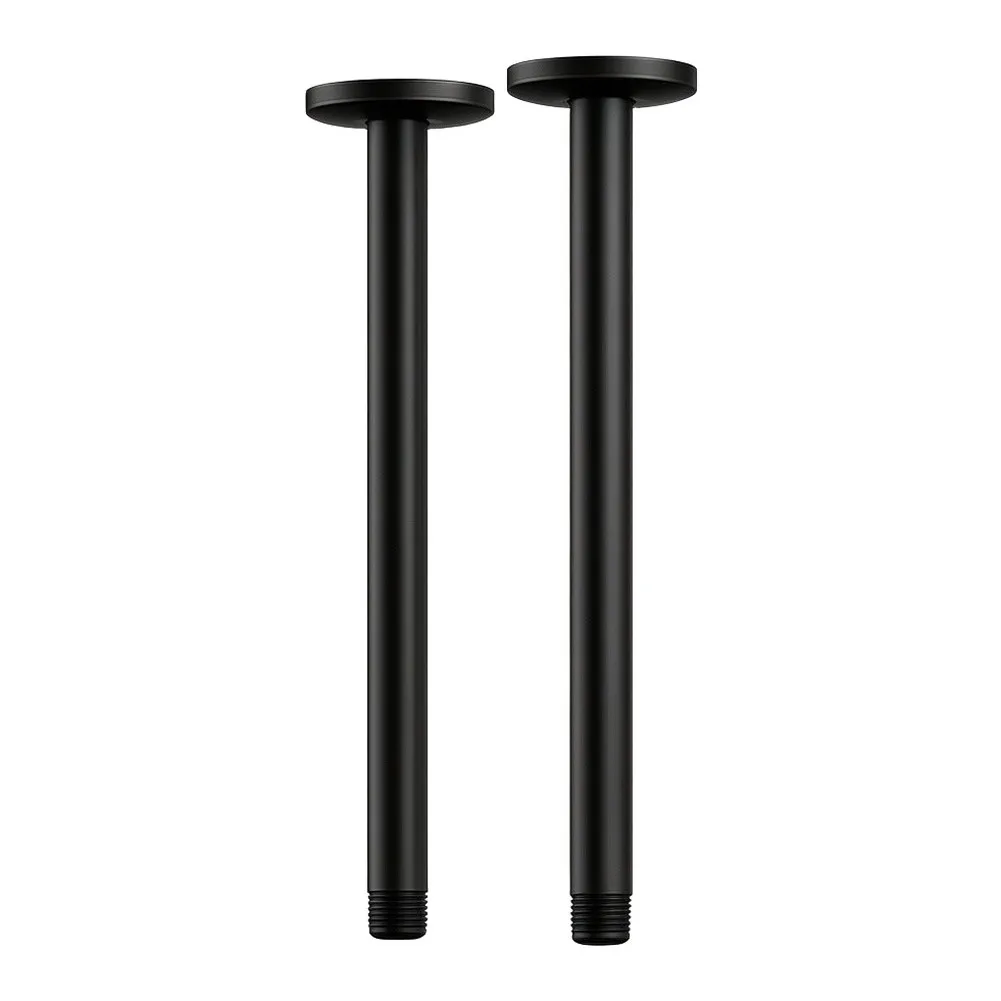 Matte Black 8in Shower Arm Set 2pcs Stainless Steel Ceiling Mount Shower Head Extension Arm for Rainfall Shower