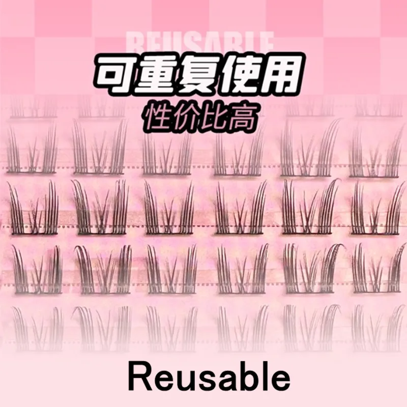 LISHU False Eyelash Reusable Natural Single Individual Cluster Segmented Thick Long Fluffy Eyelashes Enlarge Eyes