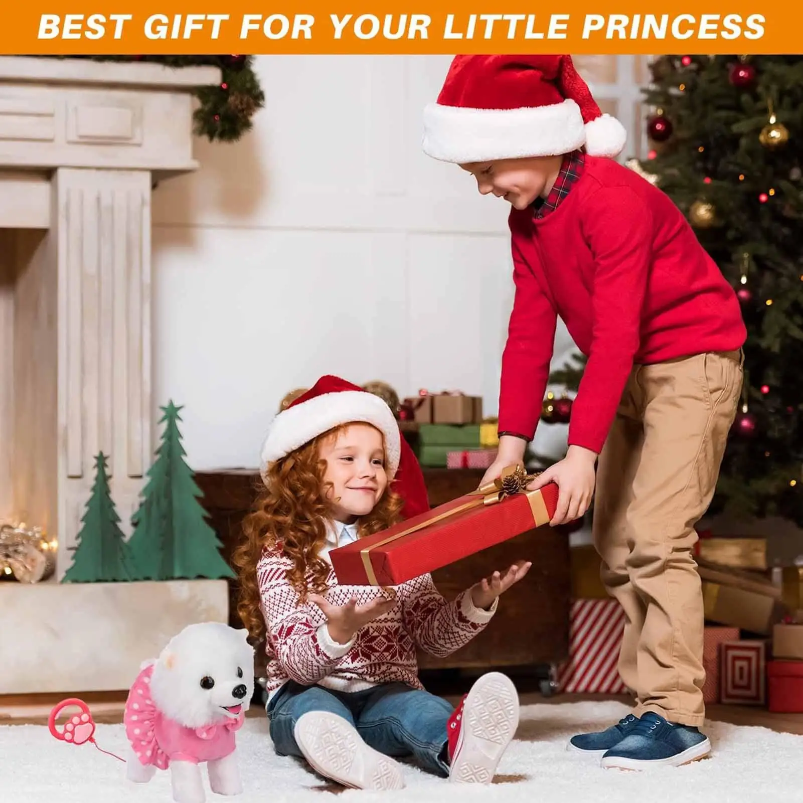 걷고 짖는 장난감 강아지 전자 인터랙티브 플러시 인형 전자 노래 장난감 어린이집 생일 휴일용