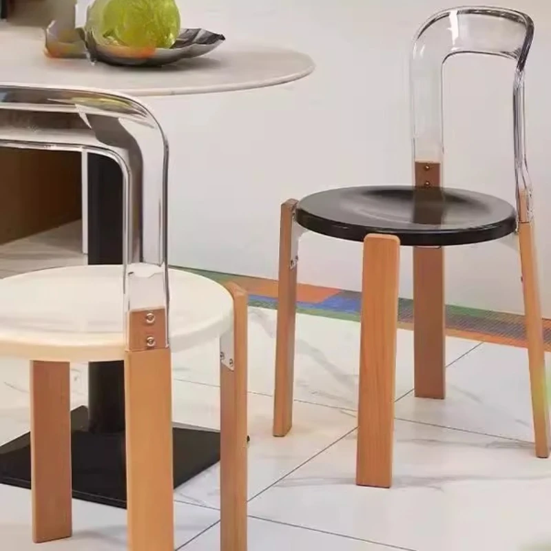 

Nordic solid wood dining chair light luxury transparent negotiation chair antique living room back chair Internet celebritycafe