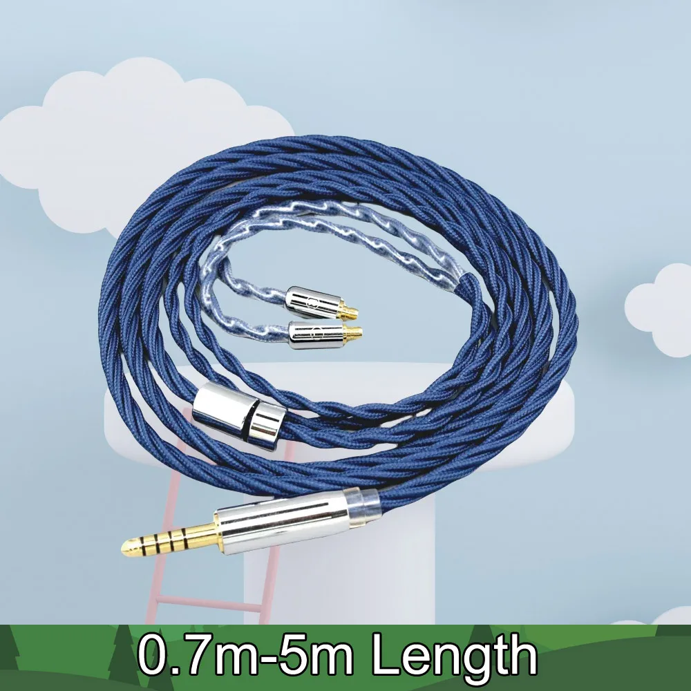 

99% Pure Silver Earphone Cable For Acoustune HS 1695Ti 1655CU 1695Ti 1670SS OCC Graphene Alloy Full Sleeved 8622