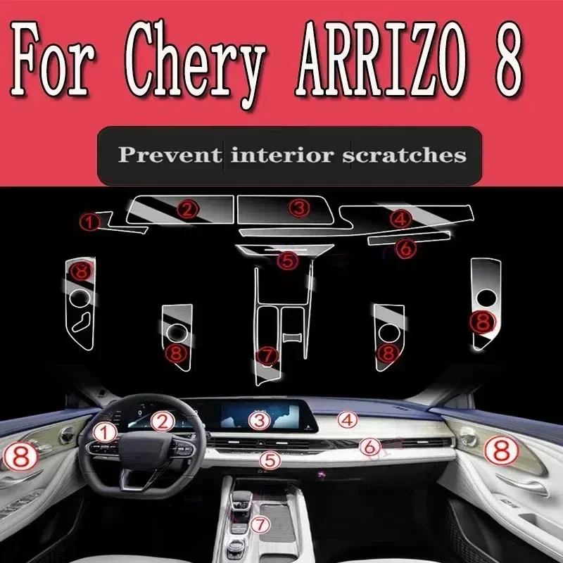 

Аксессуары для Chery ARRIZO 8 2022 2023, Защитная пленка для автомобильной приборной панели из ТПУ, экрана навигации, центральной консоли, защитной панели