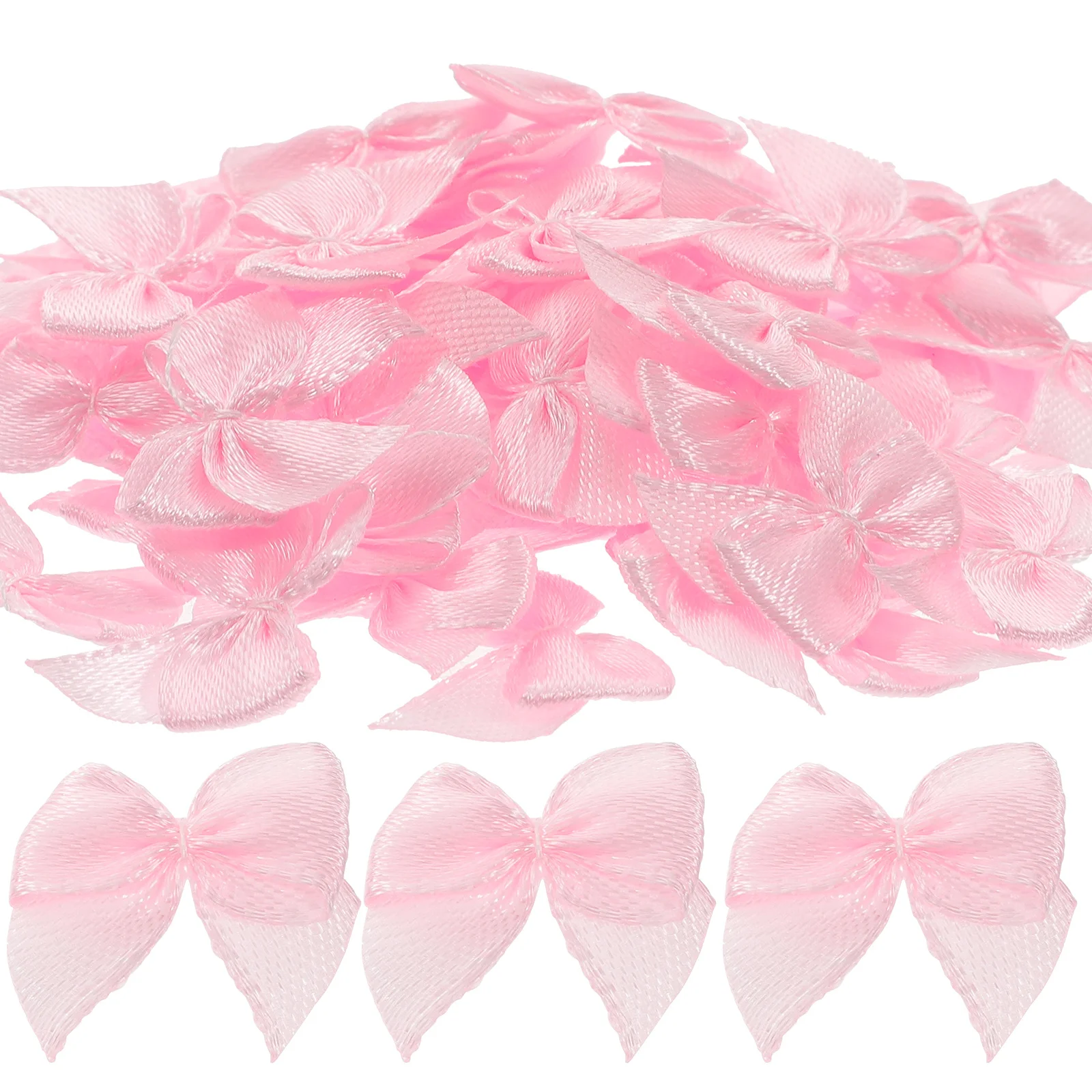 

60 Pcs Bow Flowers Accessories for Hair Wreath Stage Performance Double Faced Pink Ribbon Blush Grosgrain