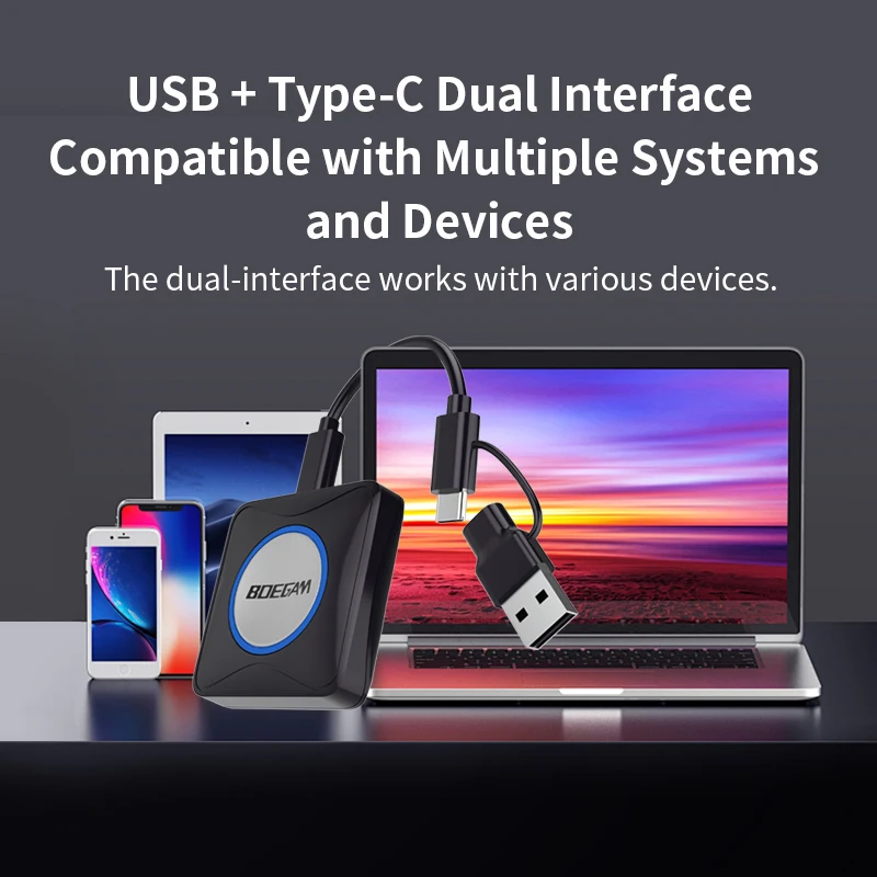 Zestaw bezprzewodowego wyświetlania Plug & Play 4K Dongle USB-C i USB-A Bez potrzeby instalacji aplikacji dla BYOD
