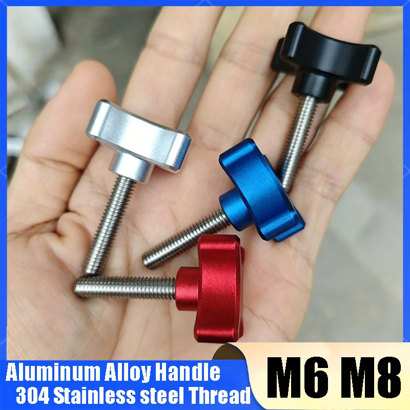 1 Stück M6 M8 Aluminium eloxiert, Stern-Plum-Bakelit-Handdrehknopf, Rändelschraube mit Edelstahlgewinde, Spannschrauben
