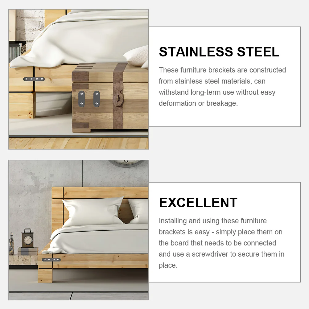 

20Pcs Stainless Steel Furniture Brackets Straight Plates Flat Mending Repair Plates Metal Fixing Brackets Metal Plate for Wood