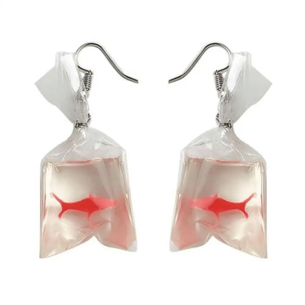 Funny Goldfish Water Bag Shape Dangle Hook Earrings Charm Women Jewelry Gift Dangle Earrings for Women Ear Hook