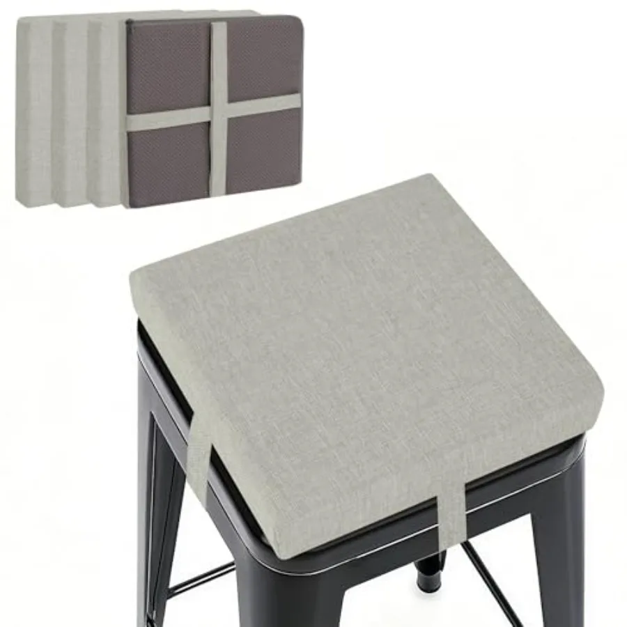 

Non-Slip Bar Stool Cushions Square 12 x 12 x 2 inch Small Bar Stool Cushion Set of 4 with Machine Washable Cover Chair Pads wit