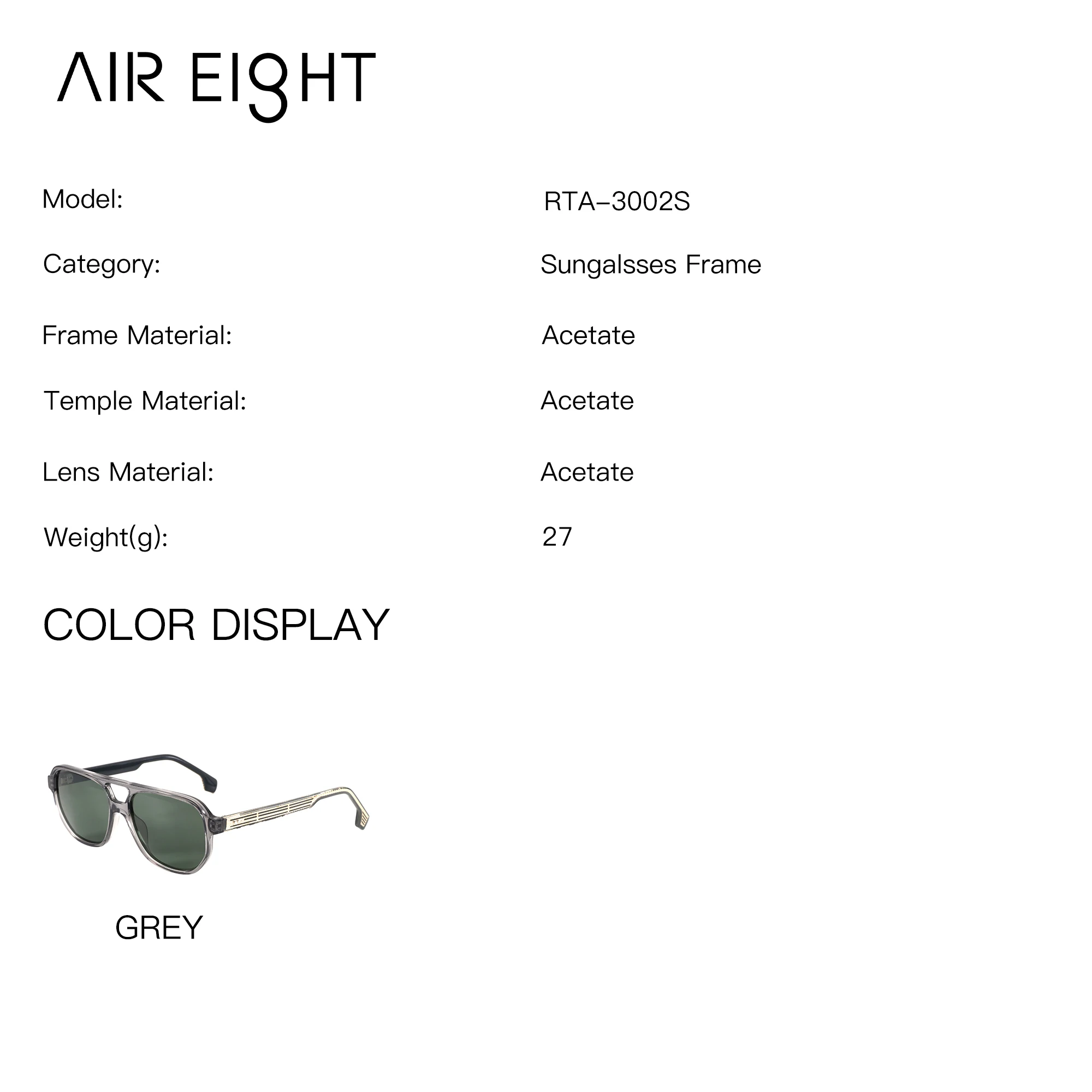 AIREIGHT L Size Acetate Pilot Progressive Polarized Prescription Sunglasses Medical UV400 Male Myopia Optical Glasses