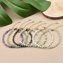 Natural Stone Amethyst Black Spinel Prehnite Moonstone Faceted Cubes and Round Beads Bracelet For Women Jewelry