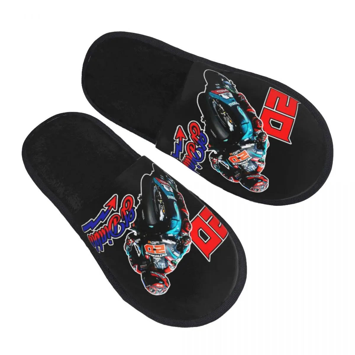 

Custom Fabio Quartararo Motorcycle Rider Soft Memory Foam House Slippers Women El Diablo Motorcycle Comfy Warm Anti-Skid Slipper
