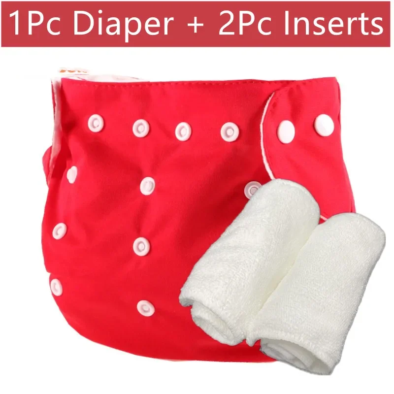 

1 PC Diaper +2PC 3layers Inserts Baby Adjustable Washable Cloth Nappy Snap Waterproof Baby Nappy