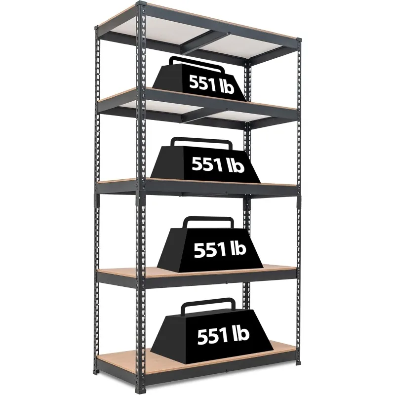 HOMEDANT 5-Tier Laminated Boltless Heavy Duty Metal Shelving Unit Adjustable Garage Storage Utility Rack Shelves