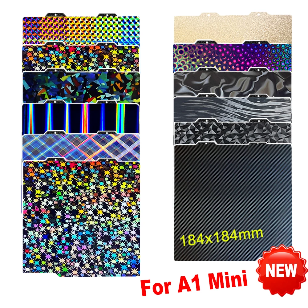

184x184mm PEI Sheet for Bambulab A1 Mini Bambu Lab Build Plate Smooth Heat Bed Spring Steel Sheet Plate for Bamboo Lab A1 Mini