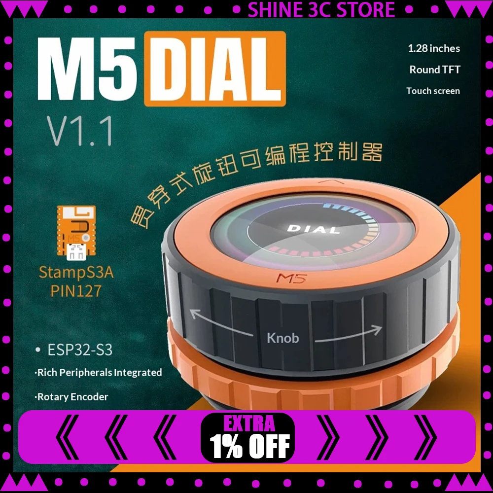 m5stack-m5-dial-v11-controller-programmabile-con-manopola-facile-implementazione-ricca-integrazione-periferica-schermo-touch-capacitivo