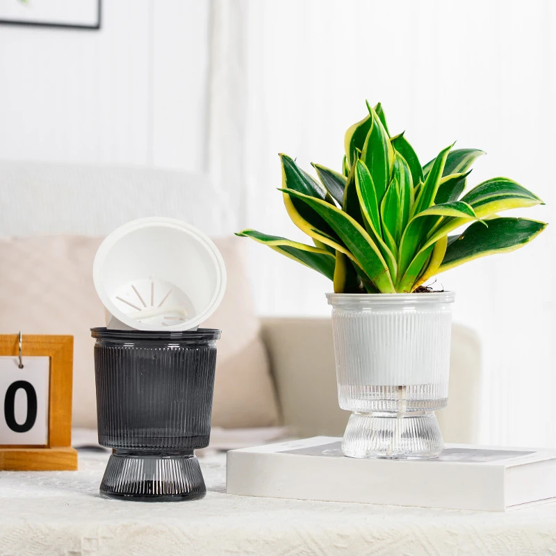 

Мини-прозрачный пластиковый самополивающийся цветочный горшок, кашпо для аквариума, ваза для украшения дома, горшки для растений