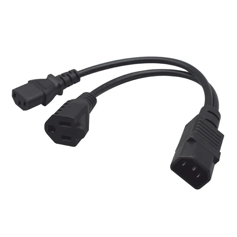 US C14 Power Extension Cable C13+NEMA 5-15R Cable Wire for Notebook Computer