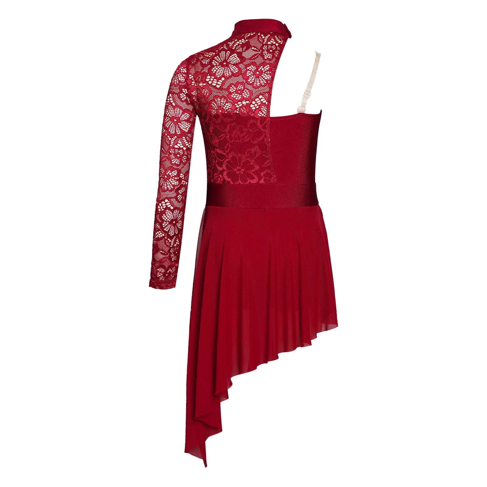 Vestido de balé floral assimétrico para meninas, vestido de dança lírica, um ombro, patinação artística, collant de ginástica, traje para crianças