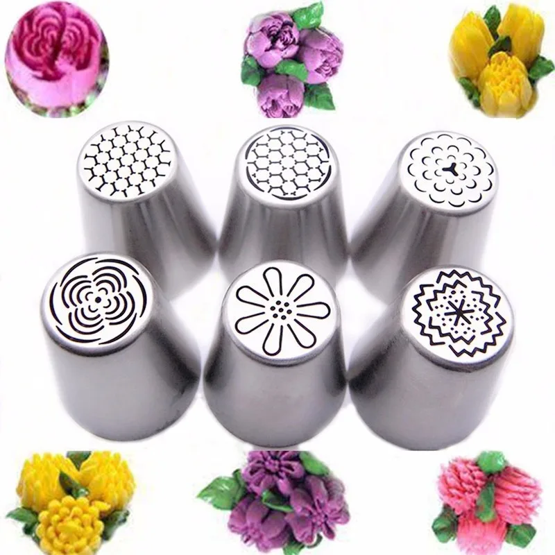 Tulipa Flor Bolo Confeiteiro Tubulação Bicos, Dicas De Decoração, Russian Baking Tools, 6 8Pcs