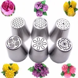 6/8Pcs Russian Tulip Flower Cake Icing Piping Nozzles Decorating Tips Baking Tools