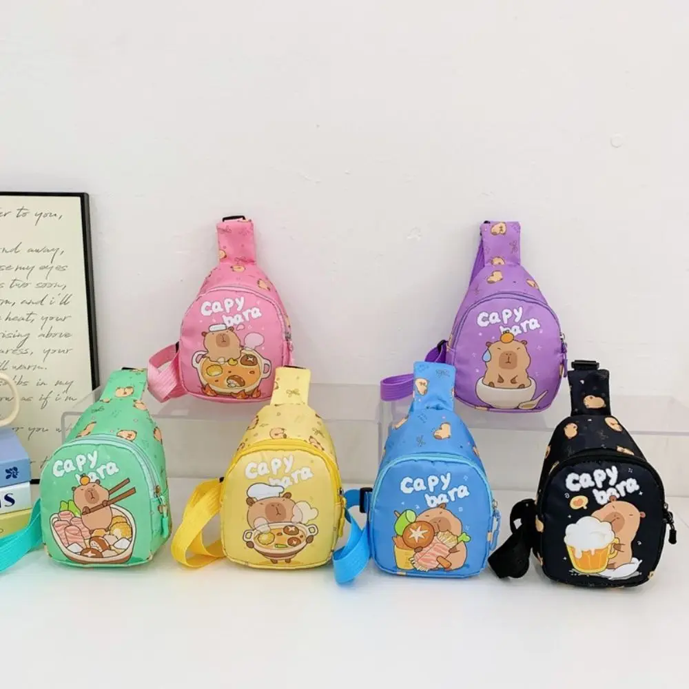 

New Cartoon Capybara Chest Bag Adjustable Shoulder Strap Nylon Children's Crossbody Bag Shoulder Bag Gifts