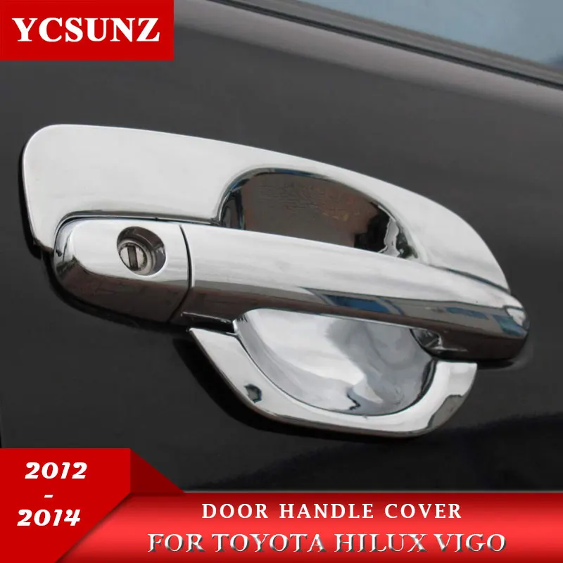 Car Accessories ABS Chrome Design Door Handle Insert Bowl For Toyota Hilux Vigo 2012 2013 2014