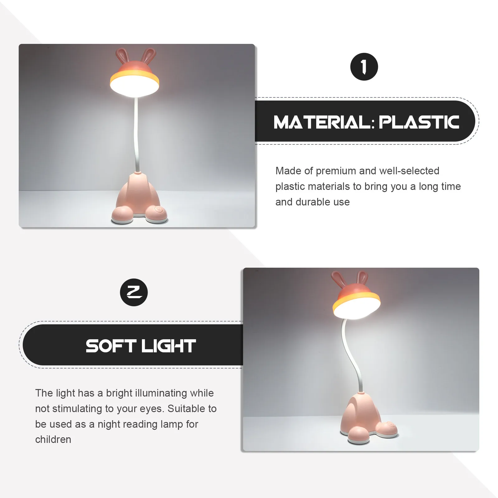 

Набор из 1 милой мультяшной настольной лампы с держателем для телефона, яркий светильник для защиты глаз, для детской спальни, общежития, учебы, чтения, ночник