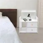 

NEW Nightstand Bedside Small Table MDF w/Sliding Drawer & Cabinet Bedroom White