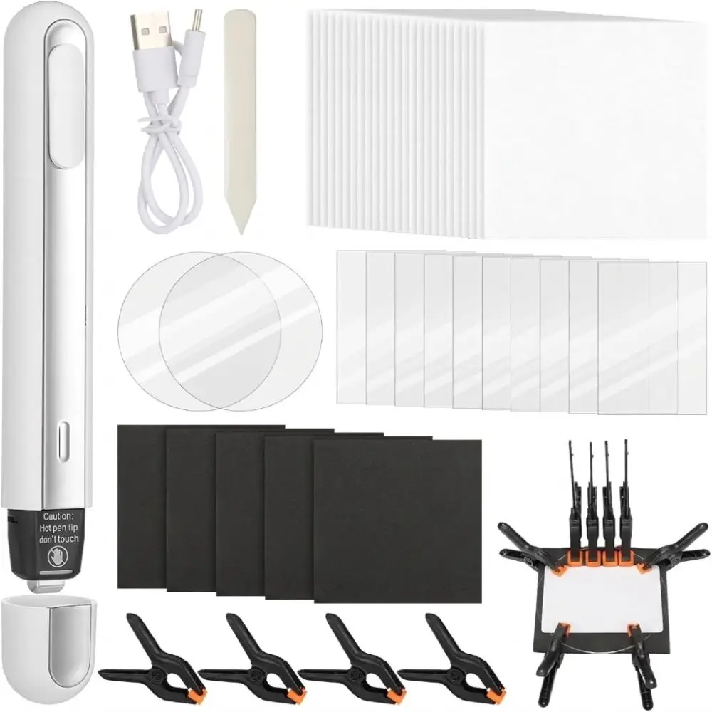

52pcs Precision Support Card Flattening Kit Accessory Kit Clear Acrylic Rounds Card Care Tool Portable Card Cleaning Kit