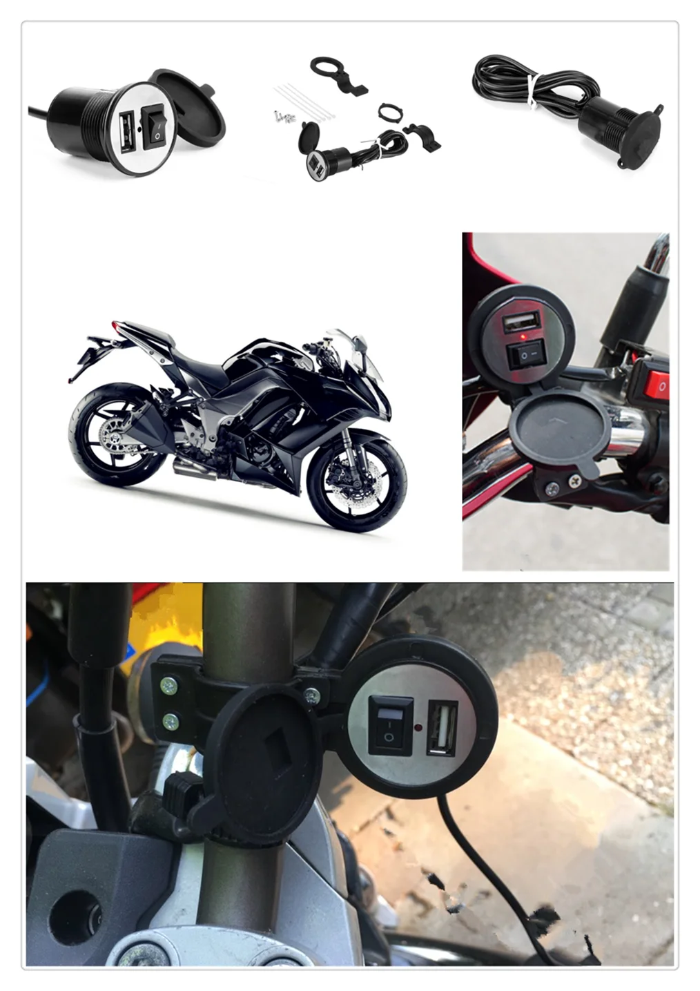 12-24V motorcycle USB charger power adapter waterproof for SUZUKI DL650 V-STROM DR 650 S  SE SV650 S GSXR1000 view 6
