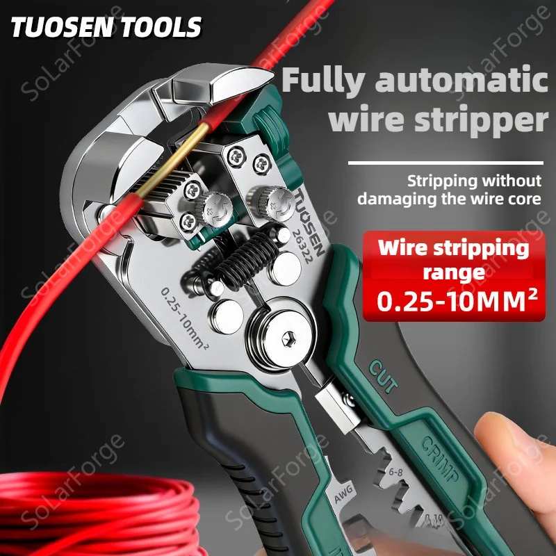 TUOSEN Wire Stripper Self-adjusting Cable Cutter Crimper Automatic Wire Stripping Tool Cutting Pliers Tool for Industry