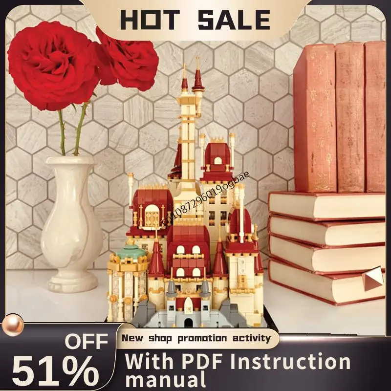 

Новинка, 2208 шт., хит продаж, знаменитая красавица, зверь, мультяшная серия Moc, модель замка, головоломка на заказ, креативные идеи «сделай сам», детские игрушки, подарки на день рождения