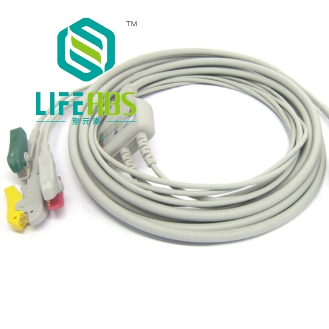 

One-Piece Ecg Cable Ekg Cable Iec 3leads 5leads Snap Clip Ecg Lead Wires for F*ukuda 12pin Mornitor Machine